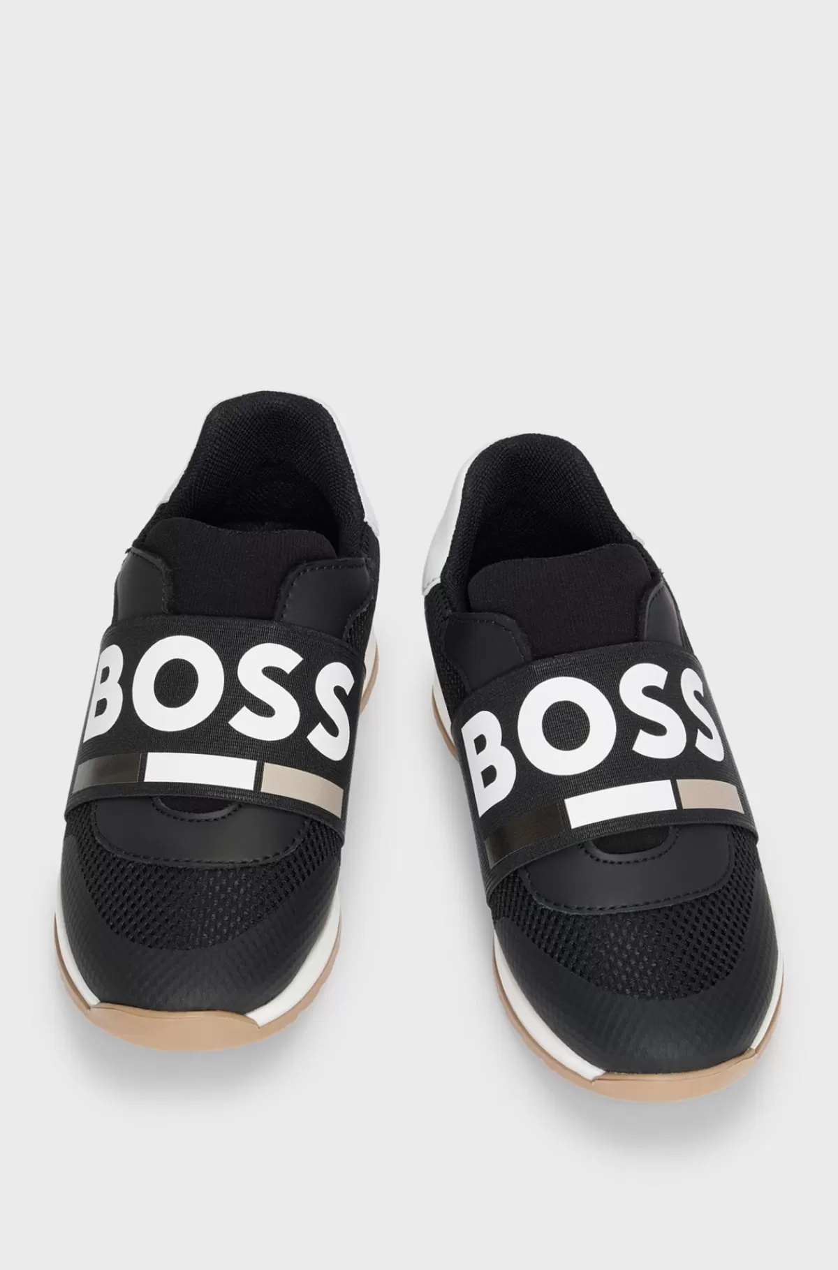HUGO BOSS Sneakers Til Børn I Læder Og Mesh Med Logoelastik Sort Cheap
