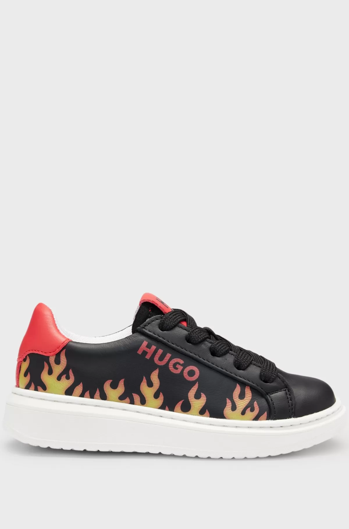HUGO BOSS Sneakers Til Børn I Nappalæder Udsmykket Med Flammemotiv Sort Sale