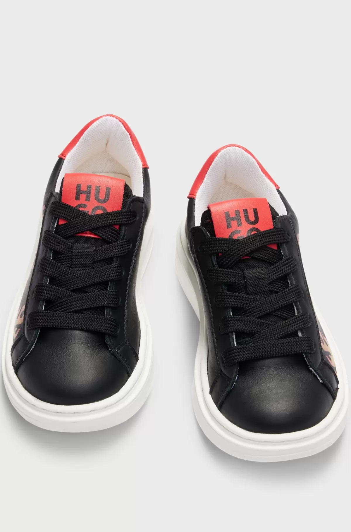 HUGO BOSS Sneakers Til Børn I Nappalæder Udsmykket Med Flammemotiv Sort Sale