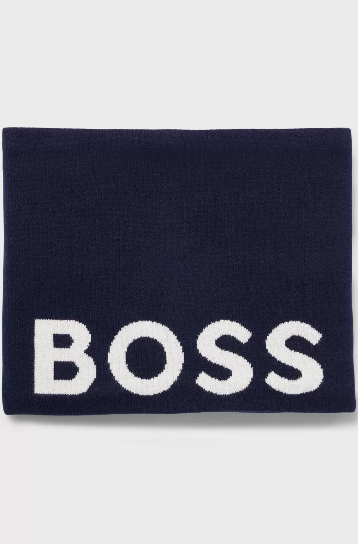 HUGO BOSS Snood Til Børn I Strikket Bomuld Med Kontrastlogo Mørkeblå Clearance
