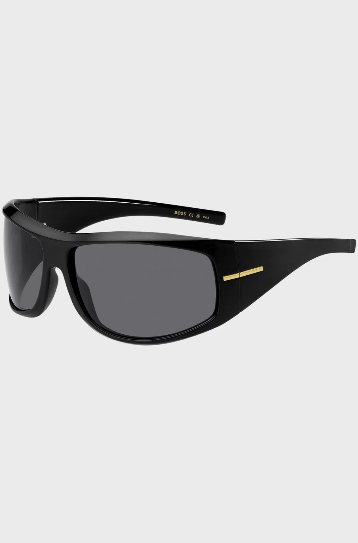 HUGO BOSS e Solbriller I Maskestil Med Guldfarvet Metal Sort Shop