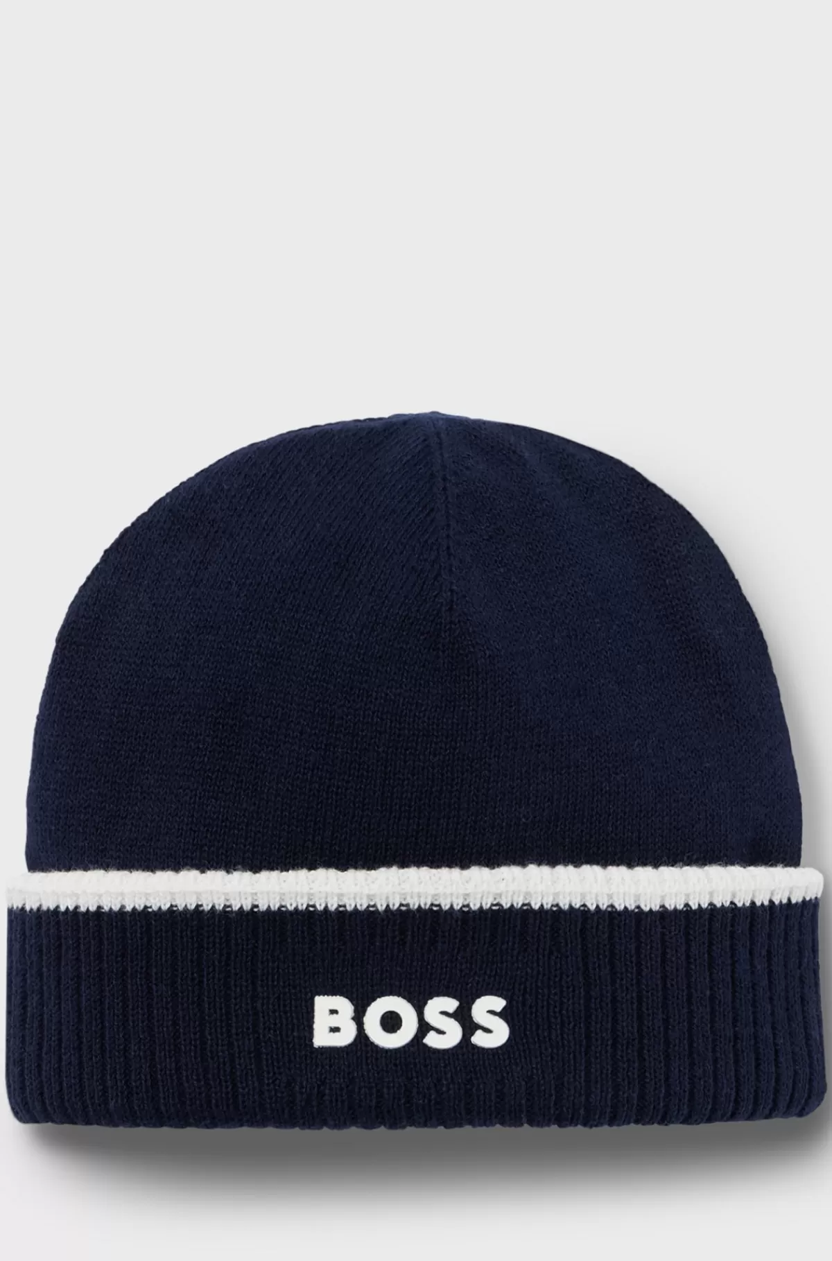 HUGO BOSS Strikhue Til Børn I Bomuld Med Gummilogo Mørkeblå Clearance