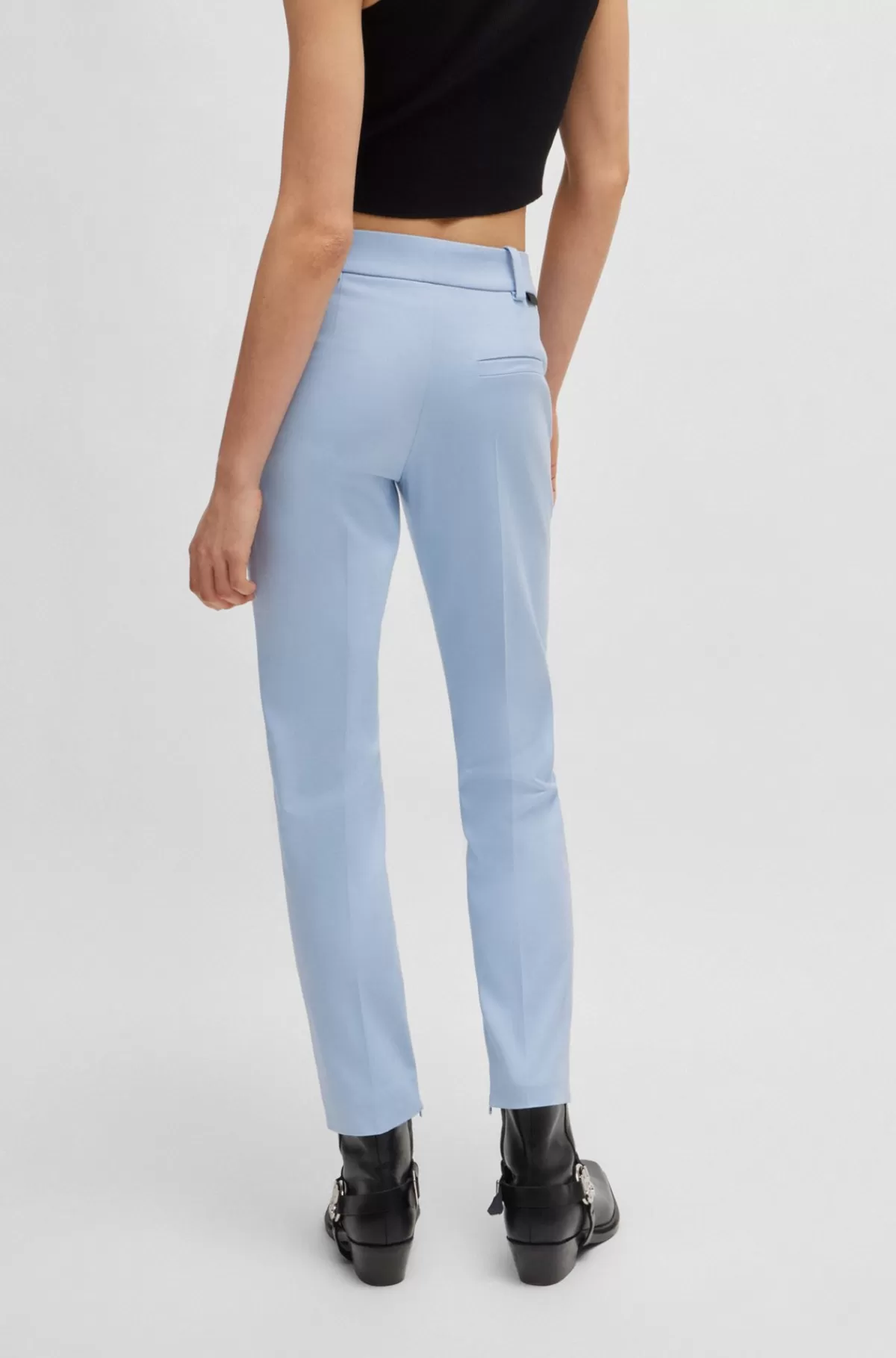 HUGO BOSS Stumpede Bukser Med Slim Fit Og Indvendige Lynlåssømme Lyseblå Store