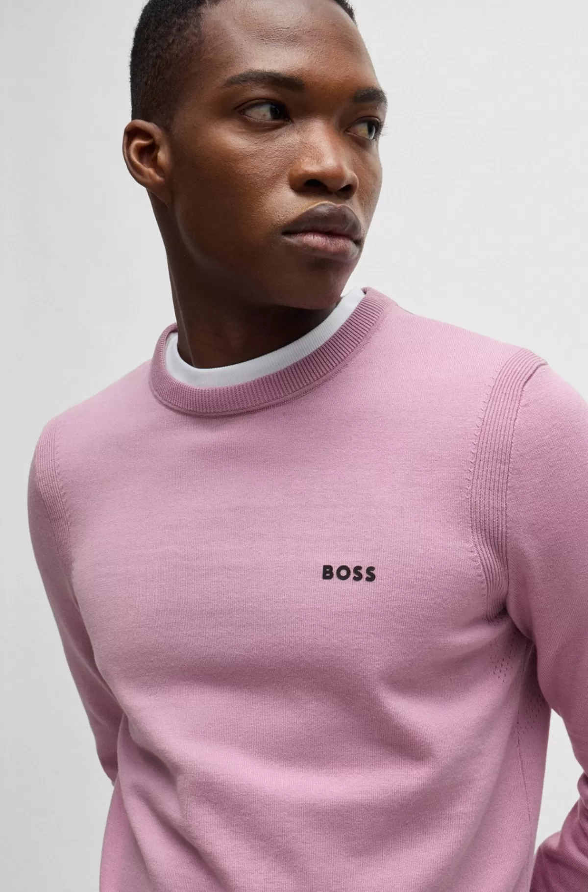 HUGO BOSS Sweater I Bomuldsblanding Med Regular Fit Og Logoprint Lyslilla Store