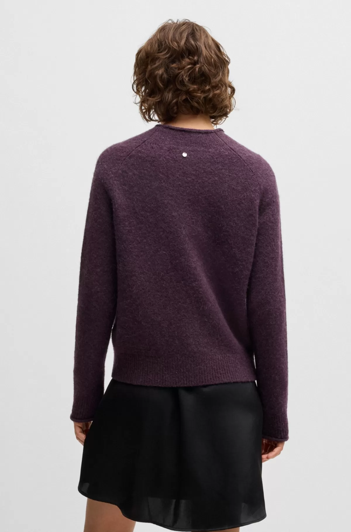HUGO BOSS Sweater Med Regular Fit I Uldblanding Mørklilla Outlet