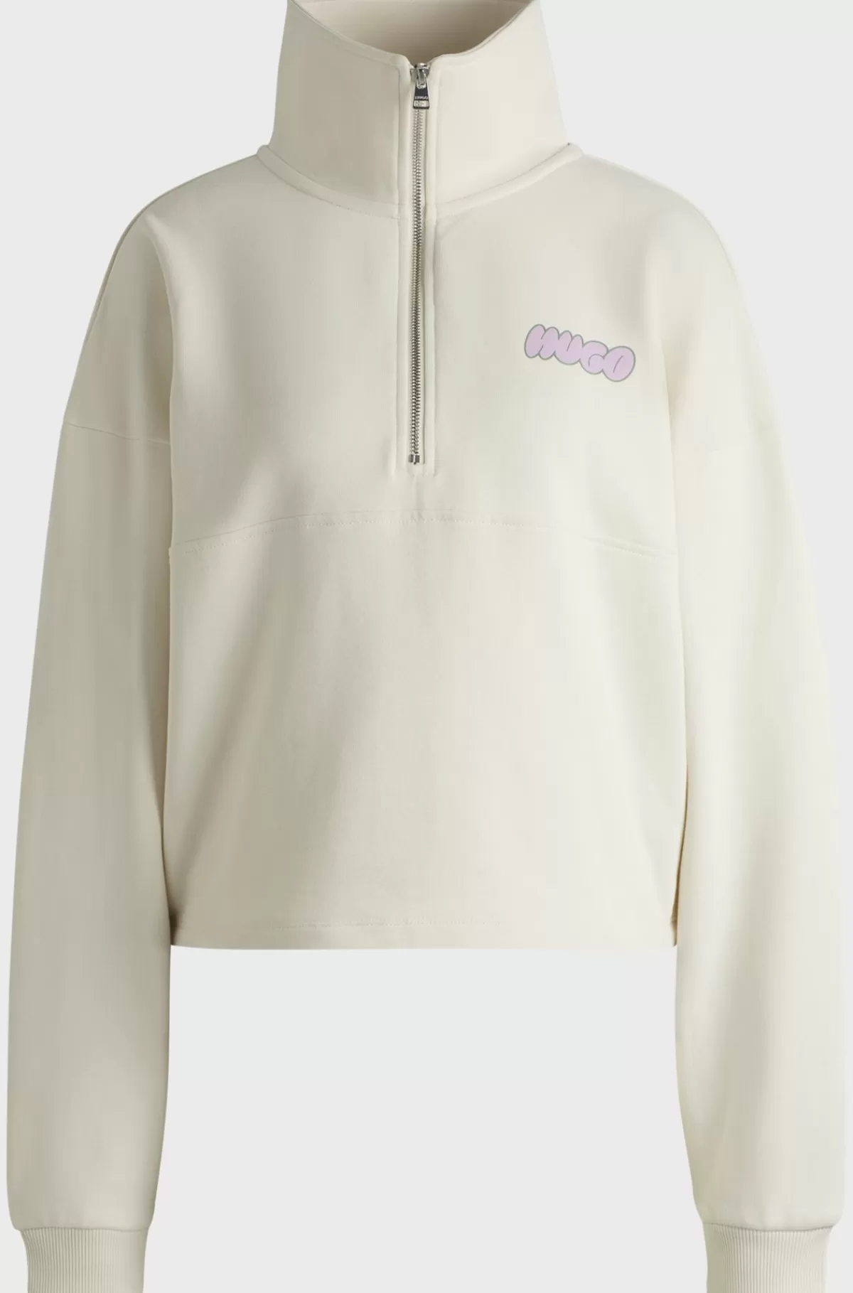 HUGO BOSS Sweatshirt I Bomuldsfrotté Med Sæsoninspireret Logografik Naturlig Flash Sale