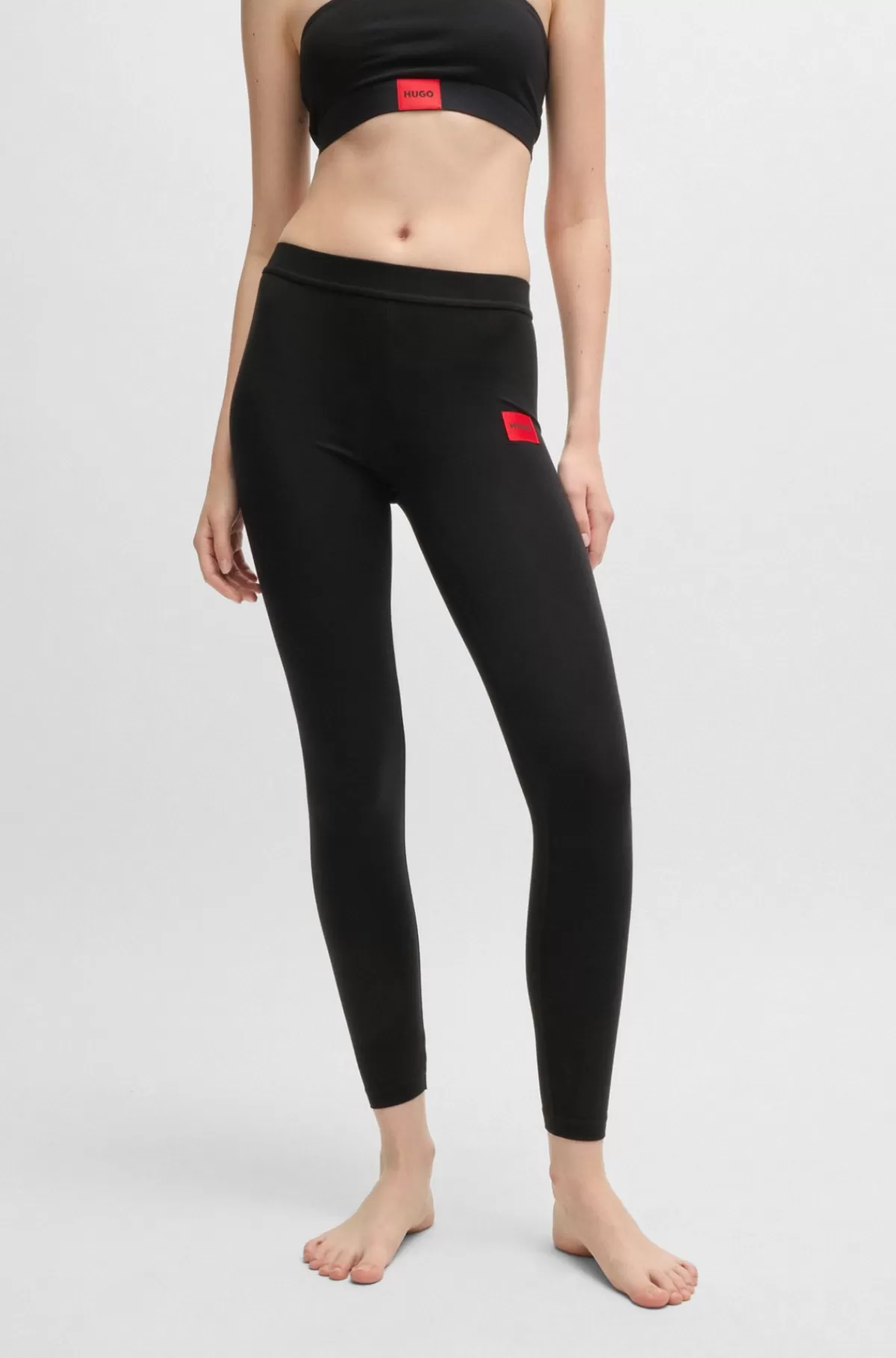 HUGO BOSS Termiske Leggings Med Rød Logomærkat Sort Shop