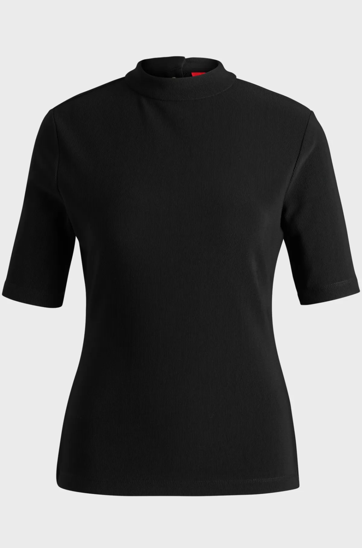 HUGO BOSS Top I Ribstrikket Jersey Med Slim Fit Og Høj Hals Sort Shop
