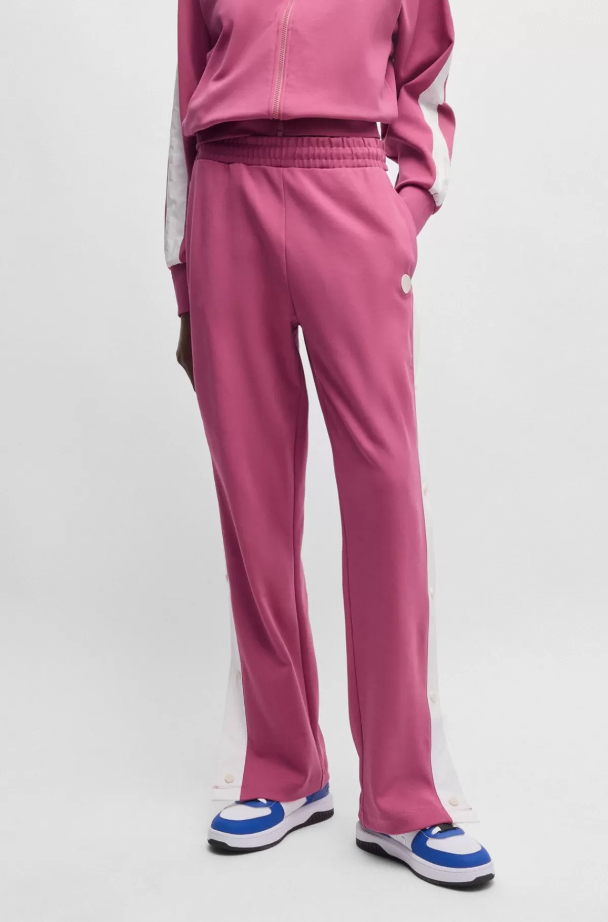 HUGO BOSS Tracksuit-bukser I Bomuld Med Stræk Og Striber På Siden Pink Outlet