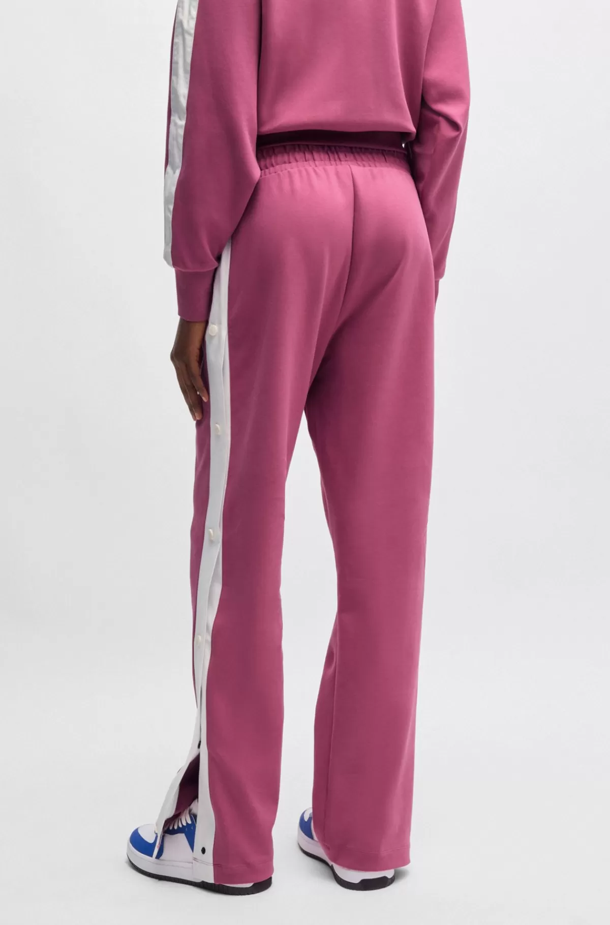 HUGO BOSS Tracksuit-bukser I Bomuld Med Stræk Og Striber På Siden Pink Outlet