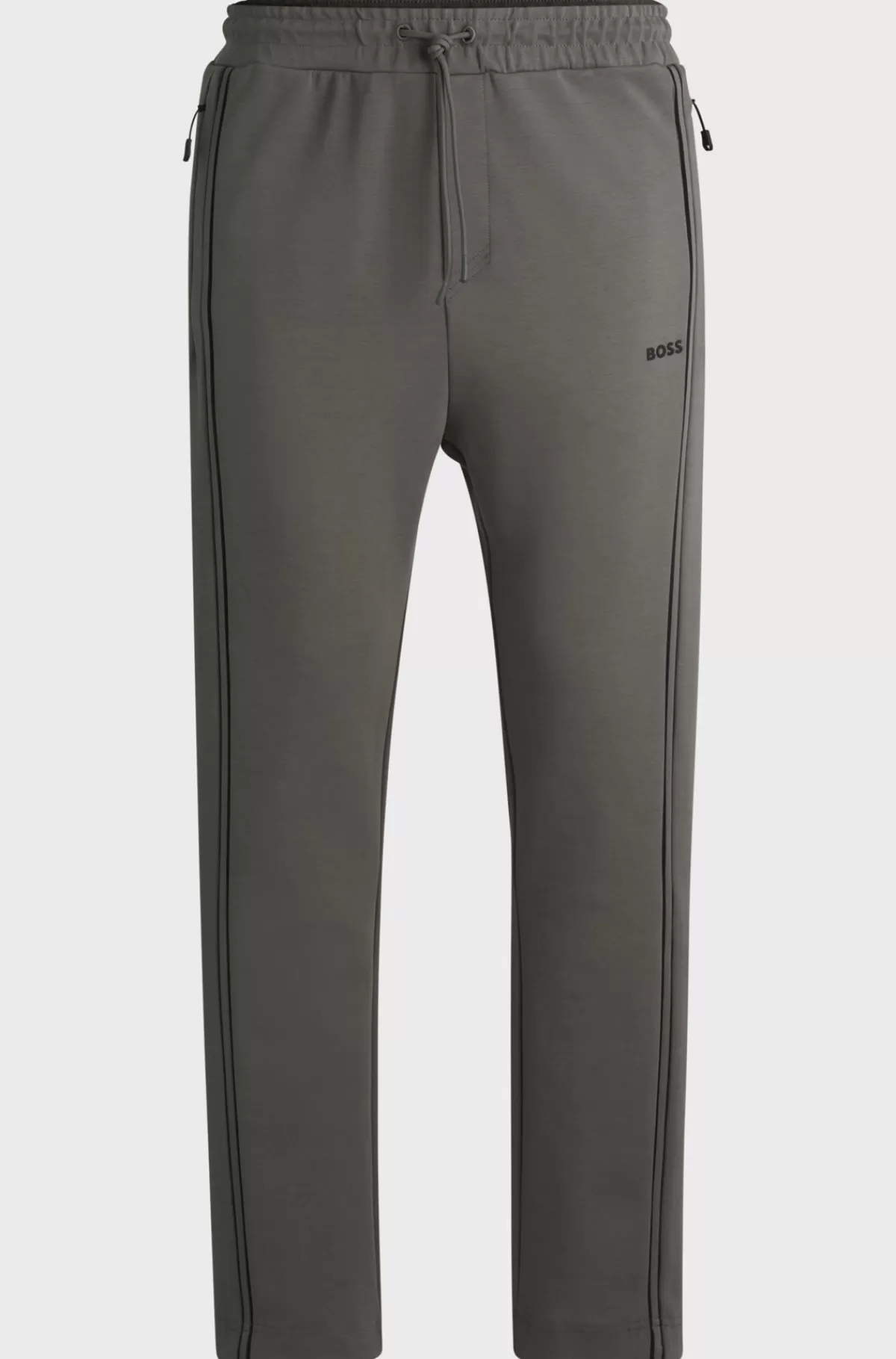 HUGO BOSS Tracksuit-bukser I Bomuldsblanding Med Diskrete Striber Grå Outlet
