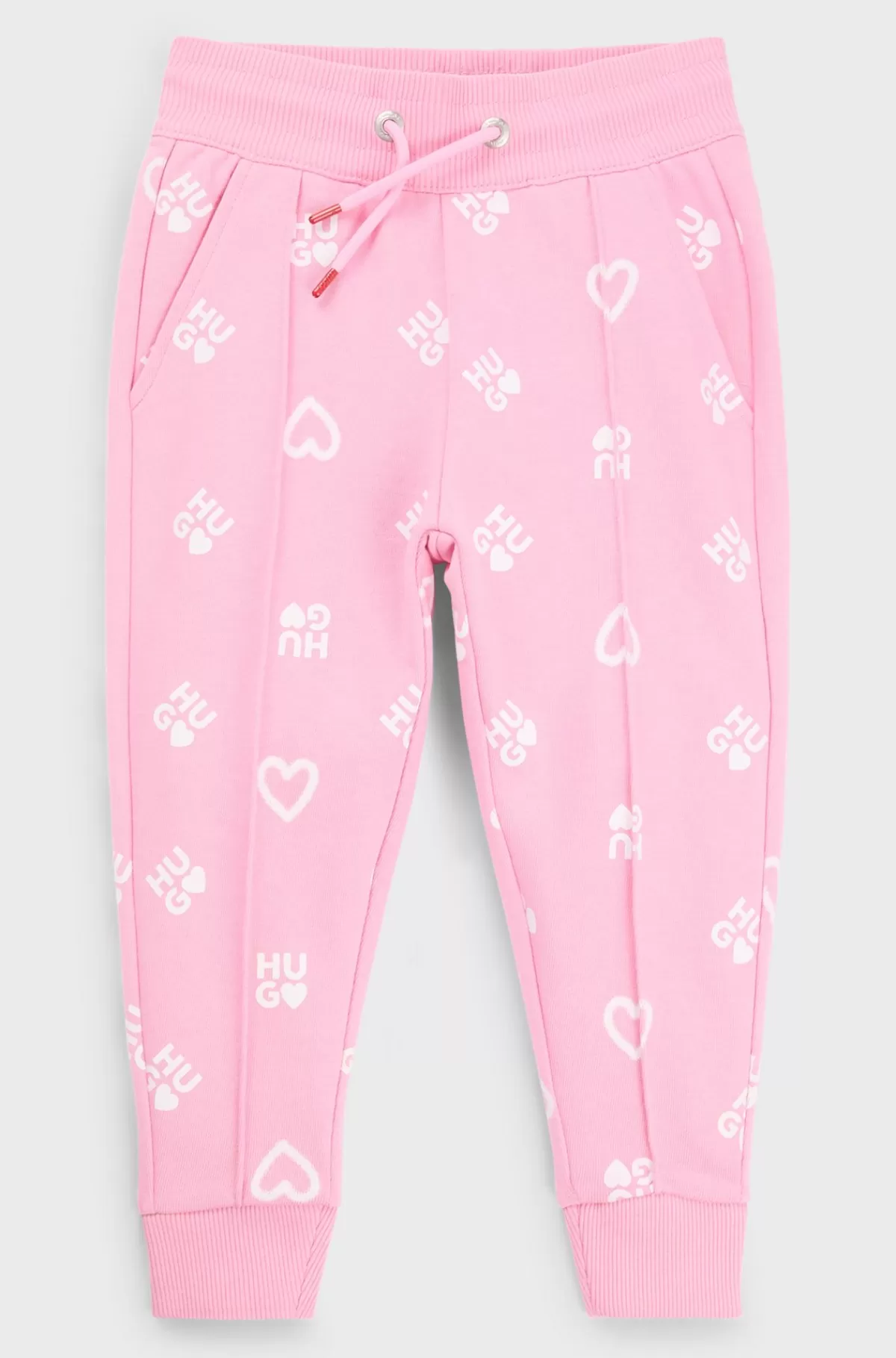 HUGO BOSS Tracksuit-bukser I Bomuldsblanding Med Hjerter Og Logoer Til Børn Pink Clearance
