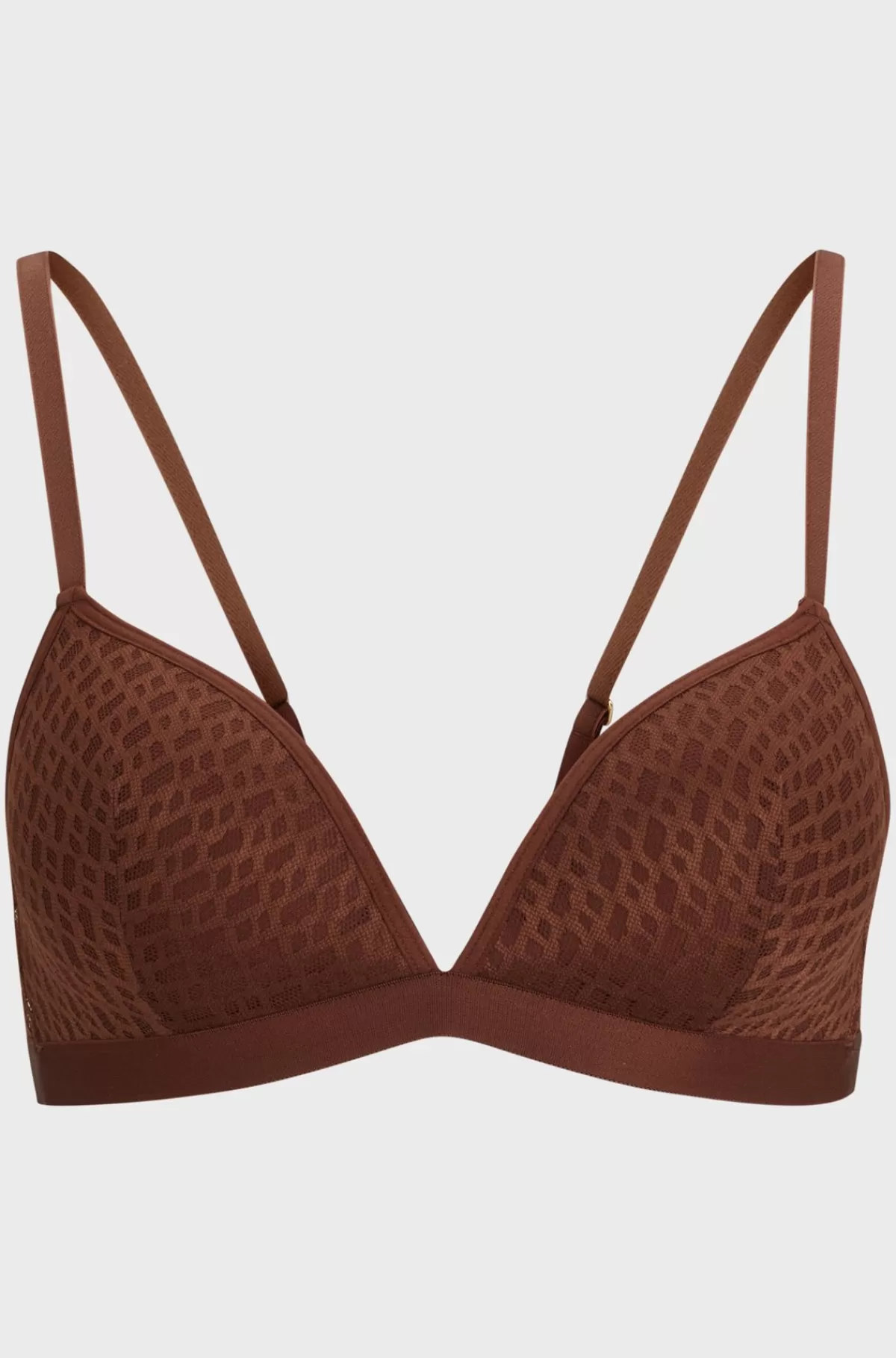 HUGO BOSS Trekant-bh Med Indlæg Og Monogrammønster Samt Justerbare Stropper Brun Store