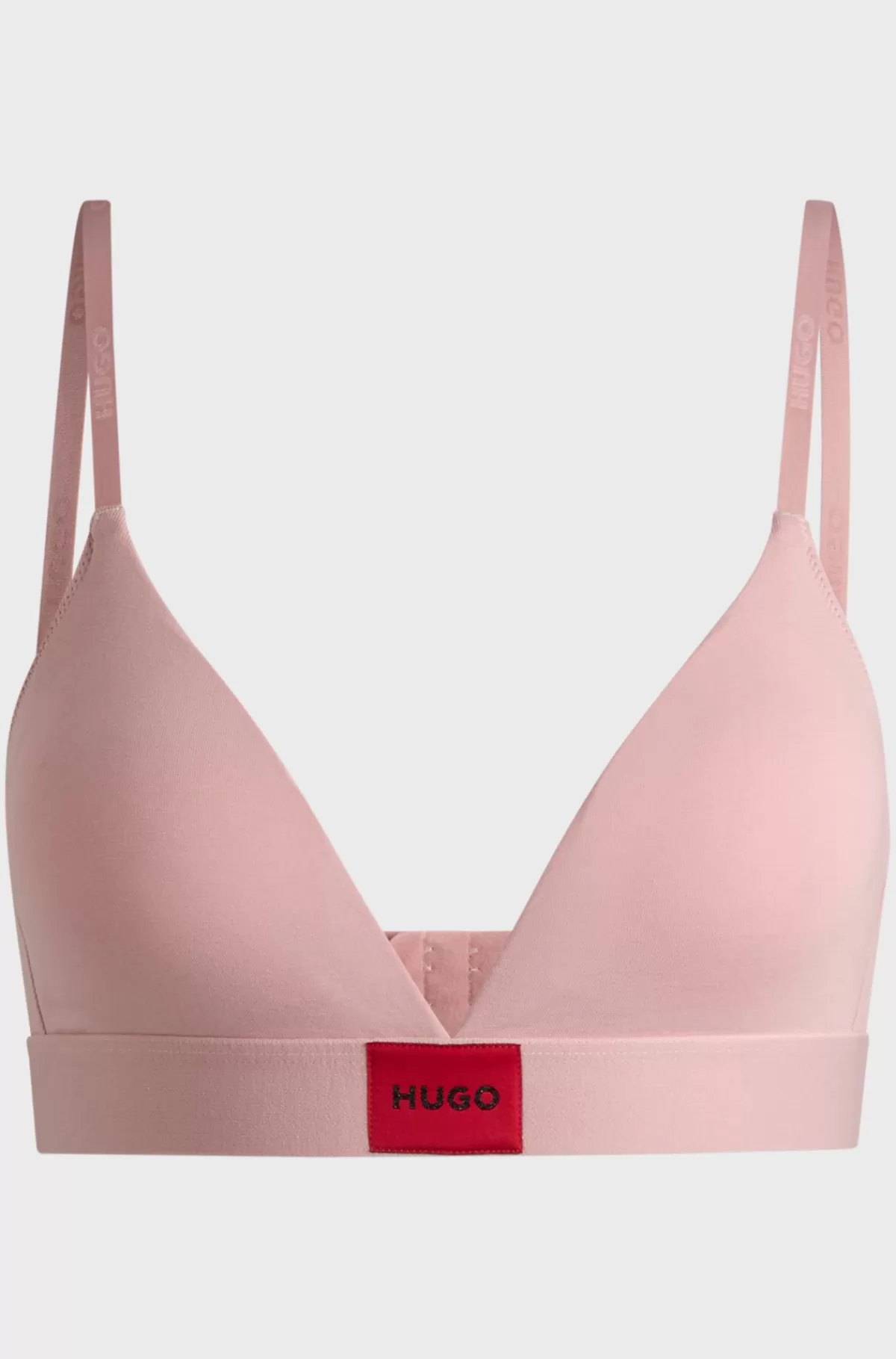 HUGO BOSS Trekants-BH I Bomuld Med Stræk Med Rødt Logomærke Lys pink Discount