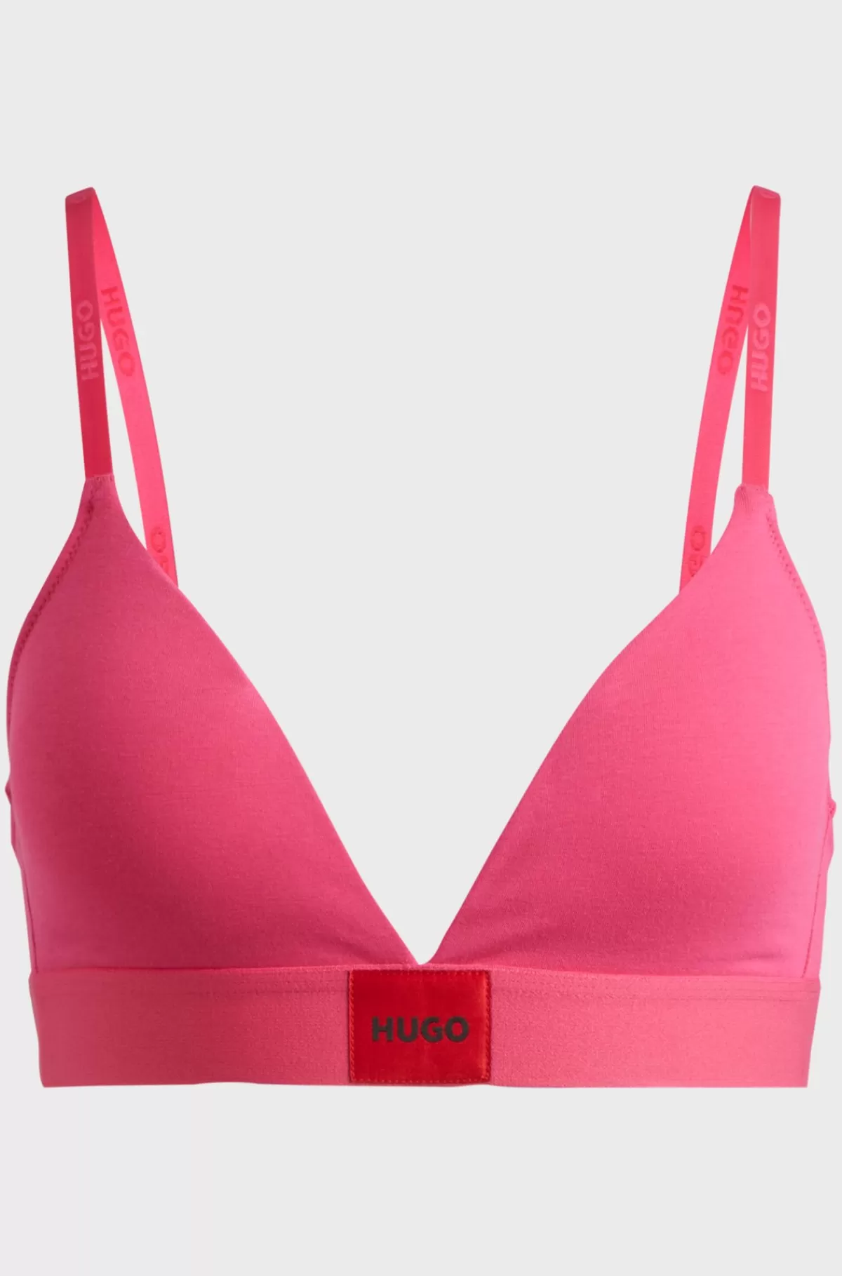 HUGO BOSS Trekants-BH I Bomuld Med Stræk Med Rødt Logomærke Pink Flash Sale