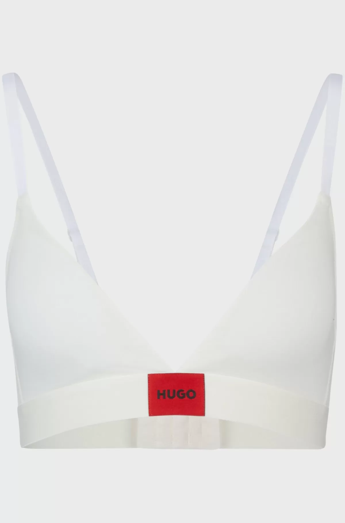 HUGO BOSS Trekants-BH I Bomuld Med Stræk Med Rødt Logomærke Hvid New