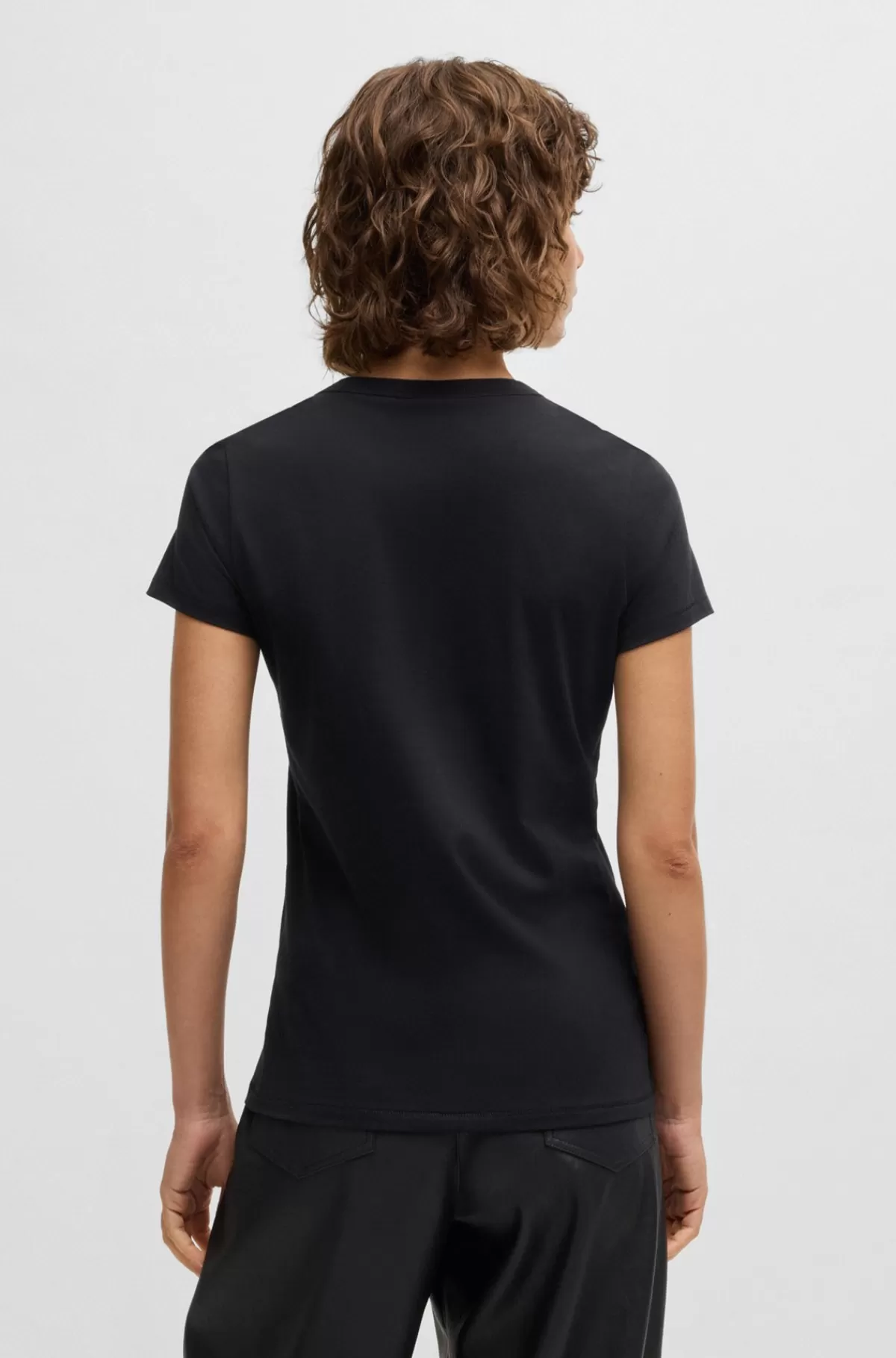HUGO BOSS T-shirt I Bomuldsjersey Med Sæsonbetonet Logoprint Sort Cheap