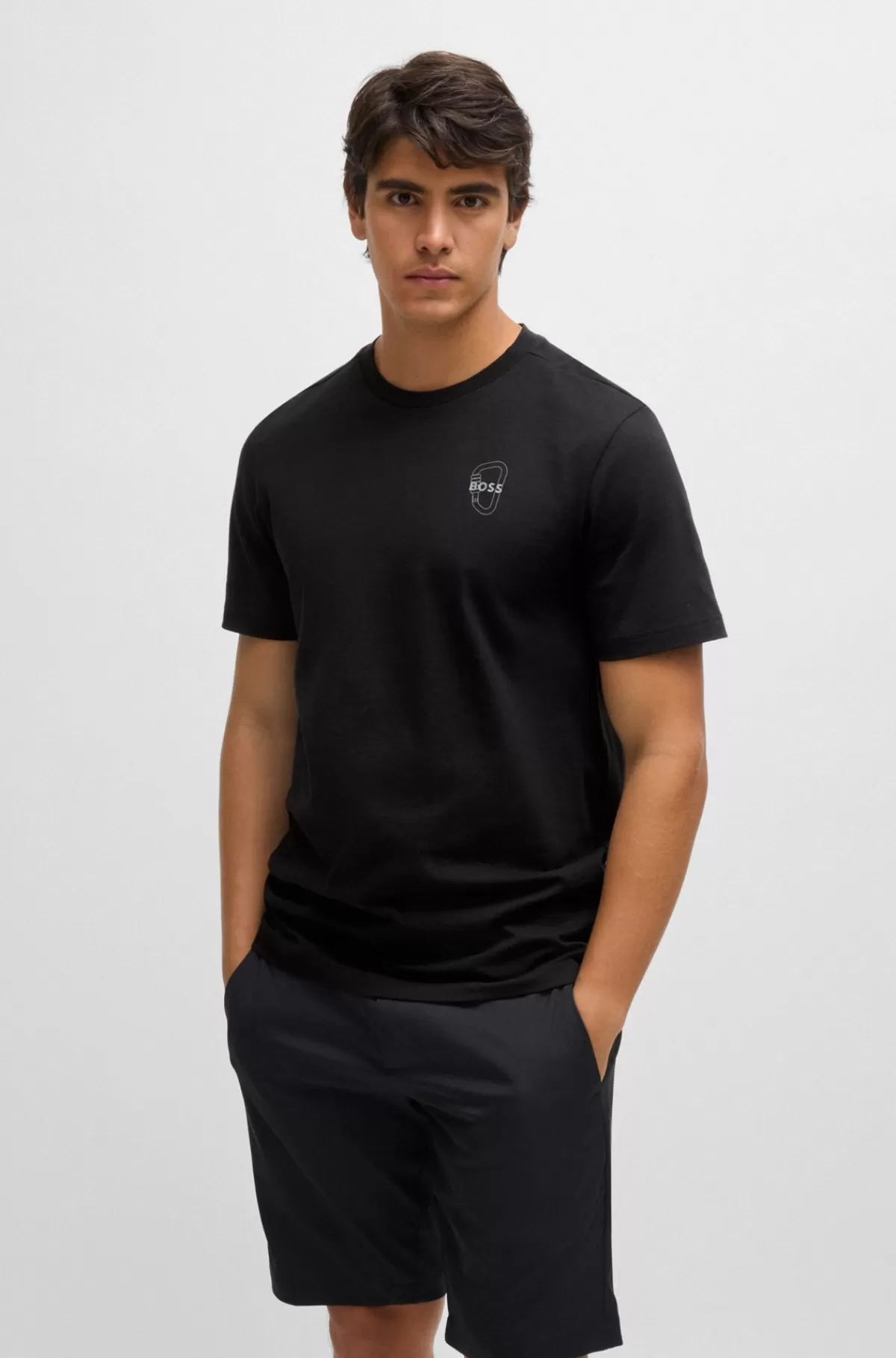 HUGO BOSS T-shirt Med Regular Fit I Bomuldsjersey Med Karabinhagegrafik Sort Store