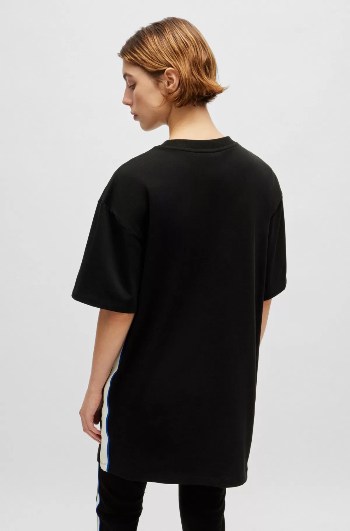 HUGO BOSS T-shirtkjole I Bomuldsjersey Med Logobånd Sort Cheap