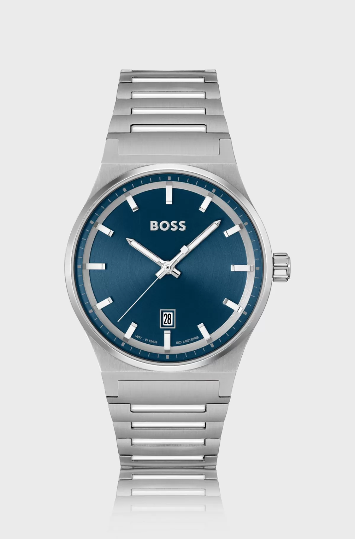 HUGO BOSS Ur I Rustfrit Stål Med Blå Urskive Og Lænkerem Sølv Best