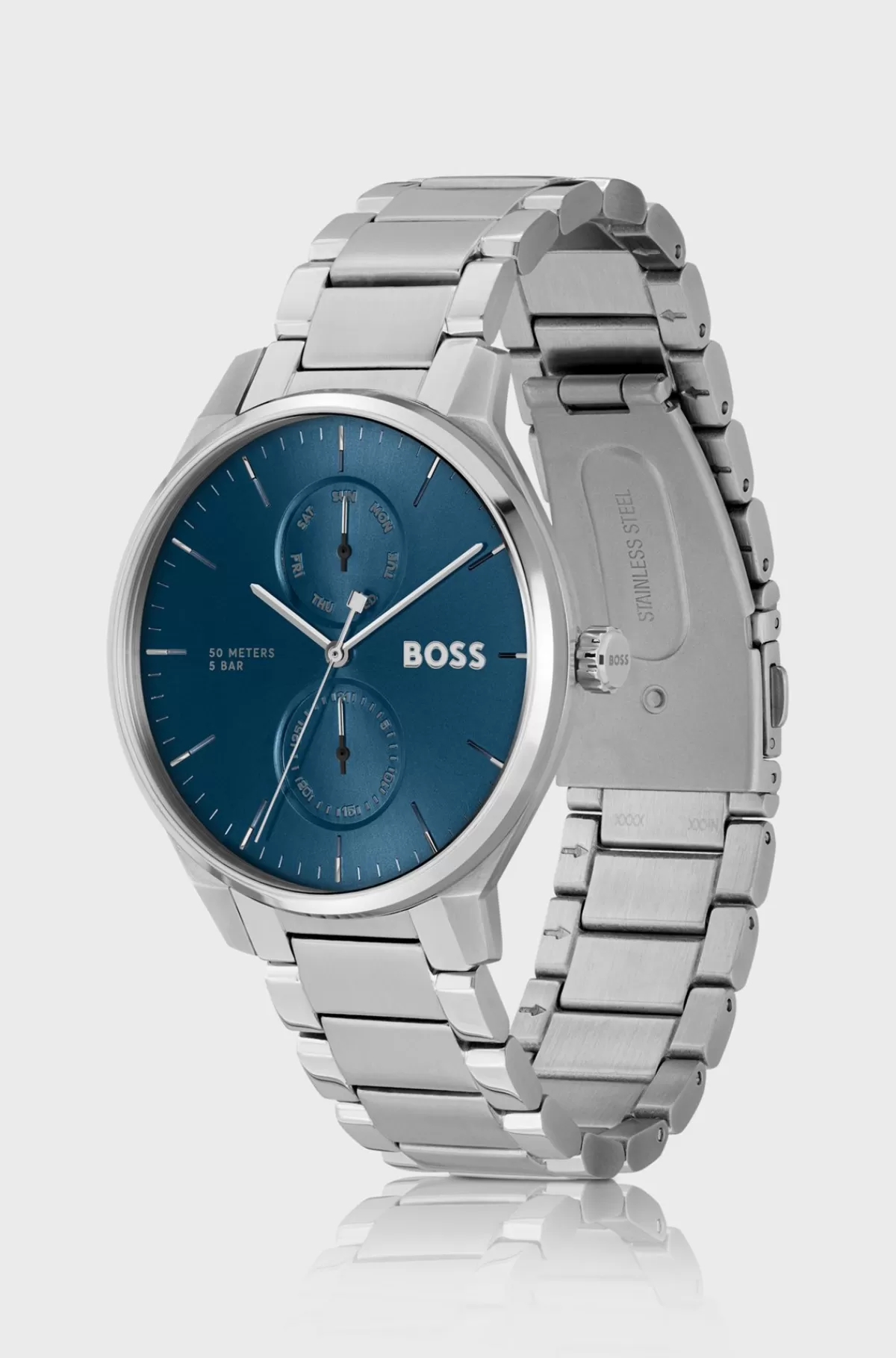 HUGO BOSS Ur I Rustfrit Stål Med Blå Urskive Og Lænkerem Sølv Best Sale